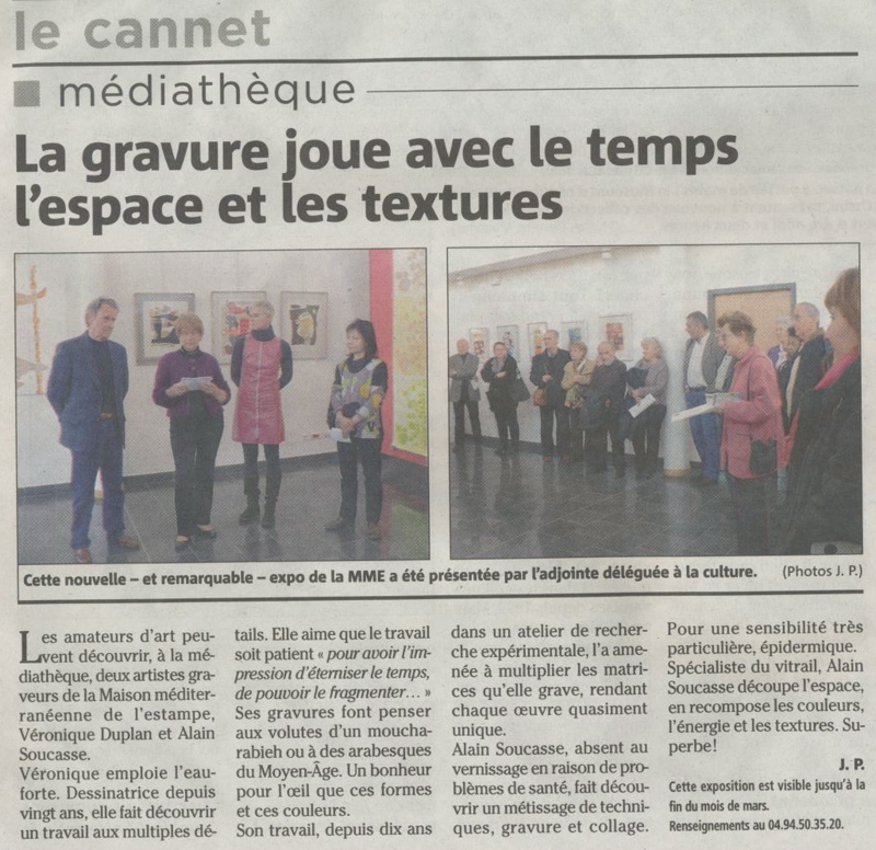 exposition "itineraire gravé" le Canet des Maures